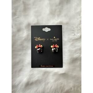 Kate Spade X Disney Minnie Mouse stud earrings in jet black/gold Style K9173.